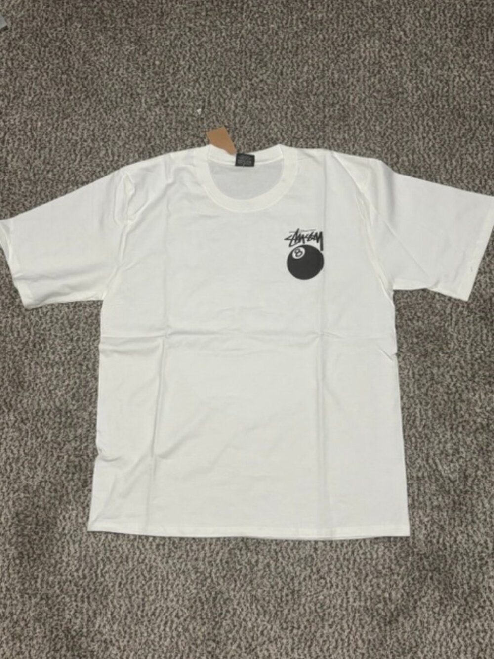 Stüssy 8 Ball White Graphic T-Shirt Front Back Logo
